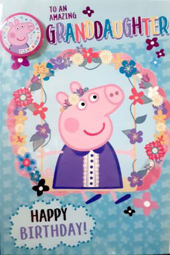Picture of AMAZING GRANDDAUGHTER PEPPA PIG BAGDE BIRTHDAY CARD
